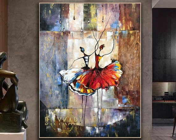 Abstract Ballerina Paintings On Dancer Art Abstract Ballet Art Modern Ballerina Wall Art Oversized Dancing Painting Ballet Wall Decor