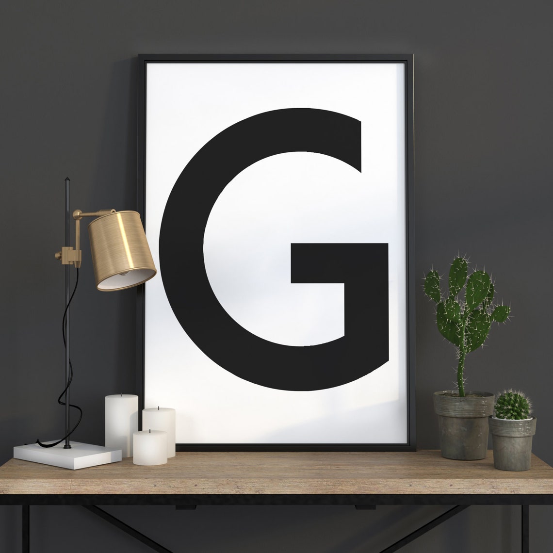 Bold Black Letter G on White Minimalist Scandinavian Typography Poster