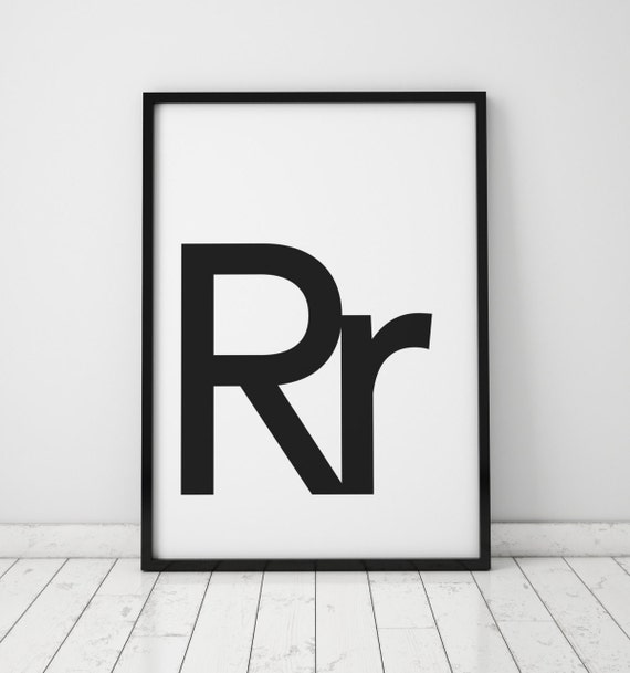 Rr Letter Print, Scandinavian Monogram Poster