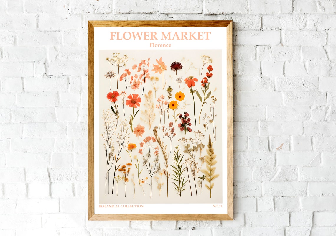 Florence Flower Market Art Flower Market Boho Print Pressed Wild Flowers Wall Art Flower Market Poster Living Room Print Bedroom Decor - Image 2
