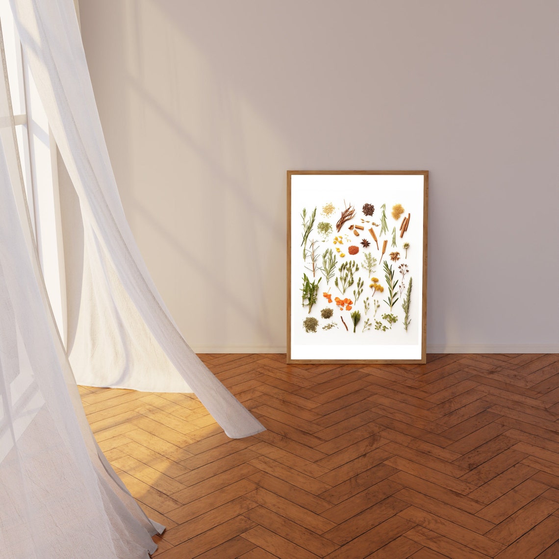 Dried Cooking Spices and Herbs Botanical Chart Kitchen Wall Art - Image 3