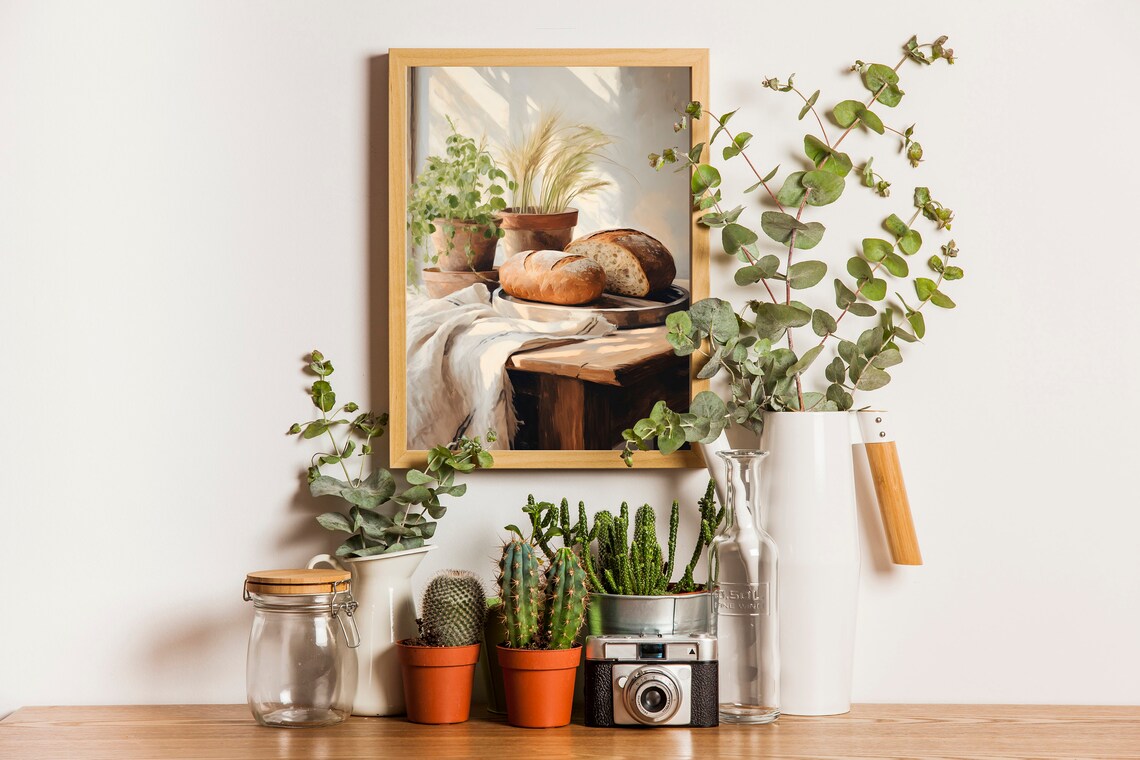 Vintage Bread Still Life Art Print, Rustic Kitchen Decor - Image 8