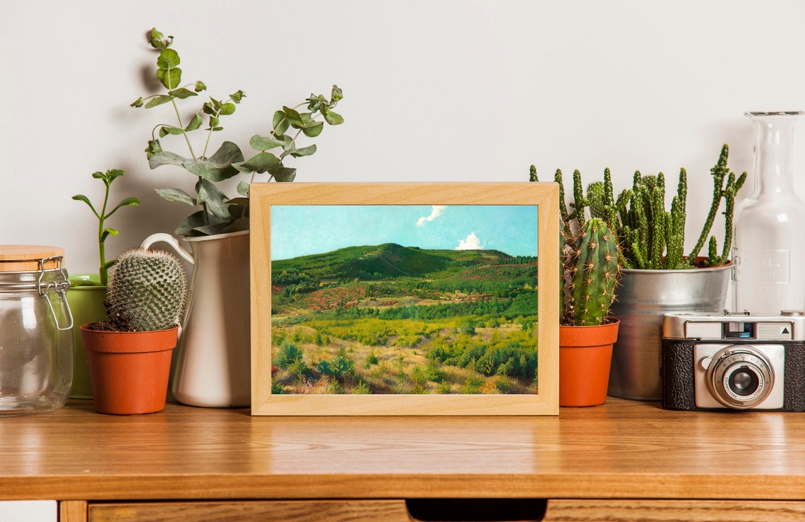 Vintage Landscape Painting Mountains Landscape Painting Farmhouse Decor Wall Art Vintage Country Art Green Landscape Print - Image 2