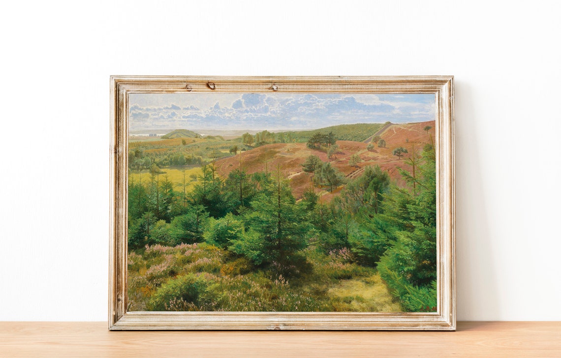 Mountain Landscape Print Vintage Oil Painting Antique Country Art Vintage Landscape Painting Farmhouse Decor Wall Art - Image 3