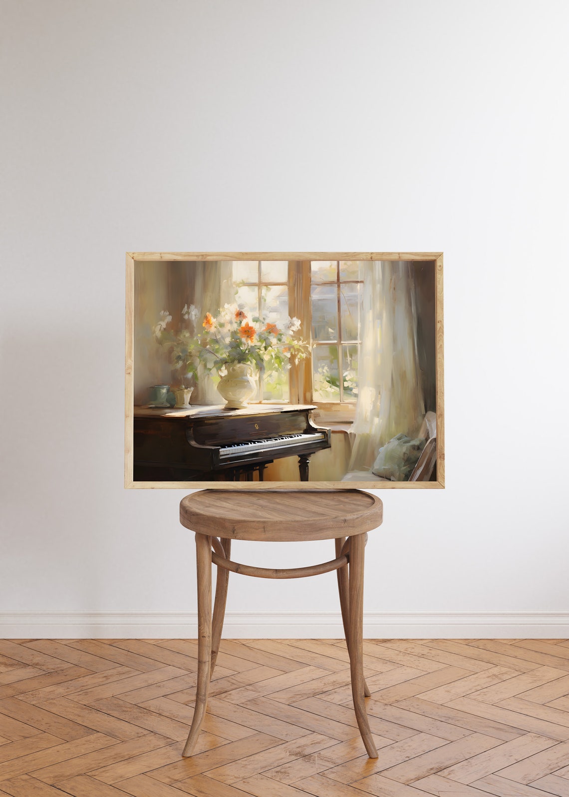 Grand Piano by a Sunlit Window with Flowers Music Room Wall Art - Image 5