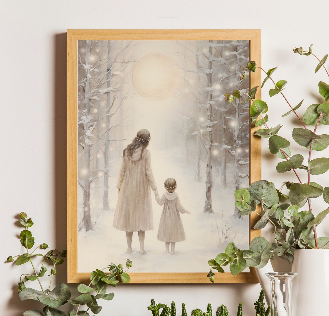 Mother Daughter Painting Mother And Daughter Art Motherhood Painting Girl Bedroom Wall Art Nostalgic Charm Nursery Moody Print