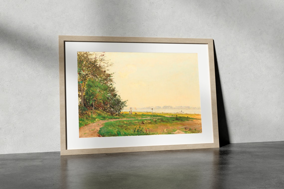 Vintage Lake Painting Antique Painting Beach Print Vintage Art Prints Antique Wall Art Lake House Painting - Image 4