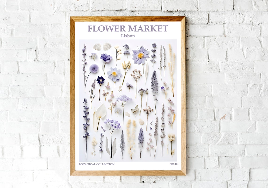 Lisbon Flower Market Art Flower Market Print Wildflowers Pressed Wild Flowers Wall Art Flower Market Print Portugal Travel Art - Image 2