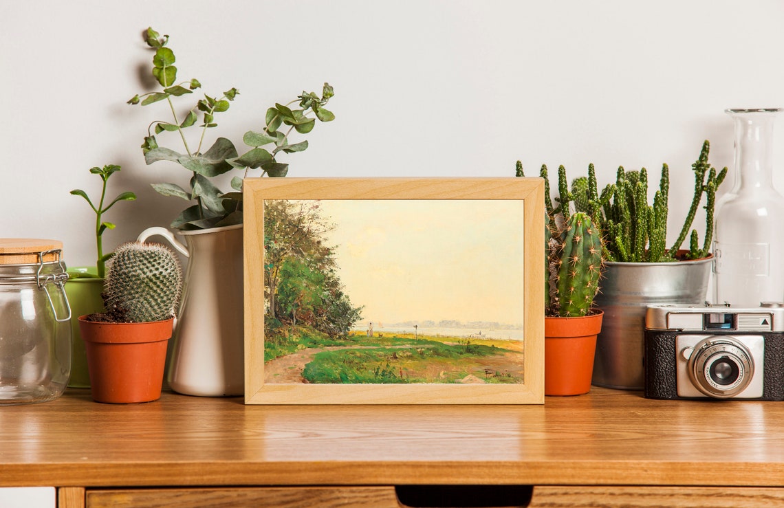 Vintage Lake Painting Antique Painting Beach Print Vintage Art Prints Antique Wall Art Lake House Painting - Image 2