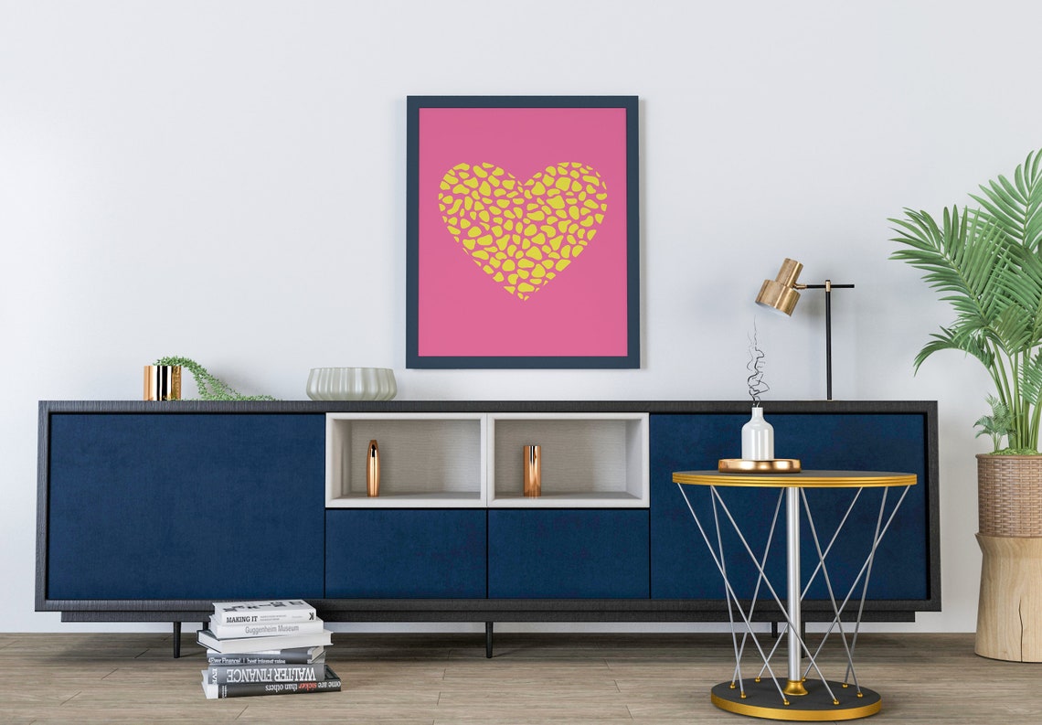 Yellow Leopard Heart Pink Preppy Girly Trendy Wall Art Poster Print - Image 2