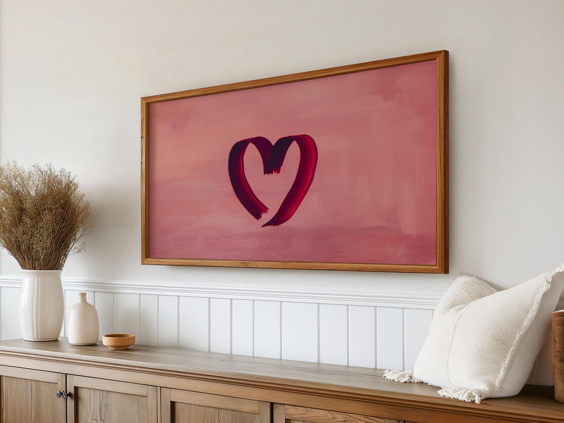 Valentines Minimalist Abstract Heart Art Print