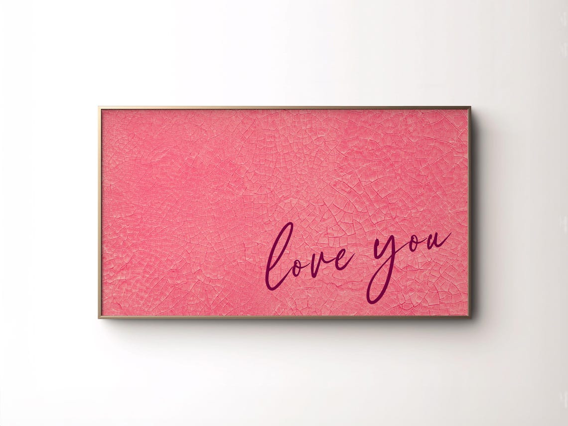 Love You Script Pink Crackled Background Romantic Quote Poster