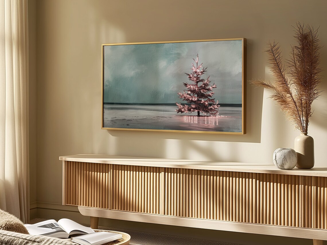 Coastal Winter Christmas Tree Art Print, Holiday Decor - Image 4