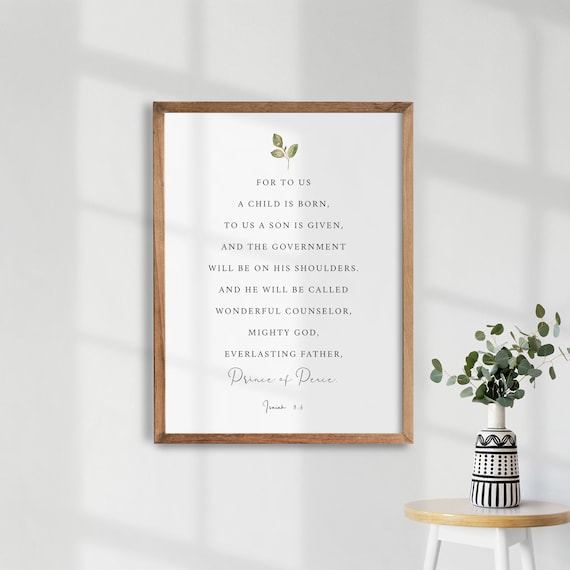 Isaiah 96 Christmas Bible Verse Art Print