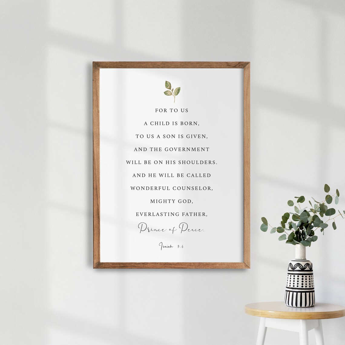 Isaiah 96 Christmas Bible Verse Art Print