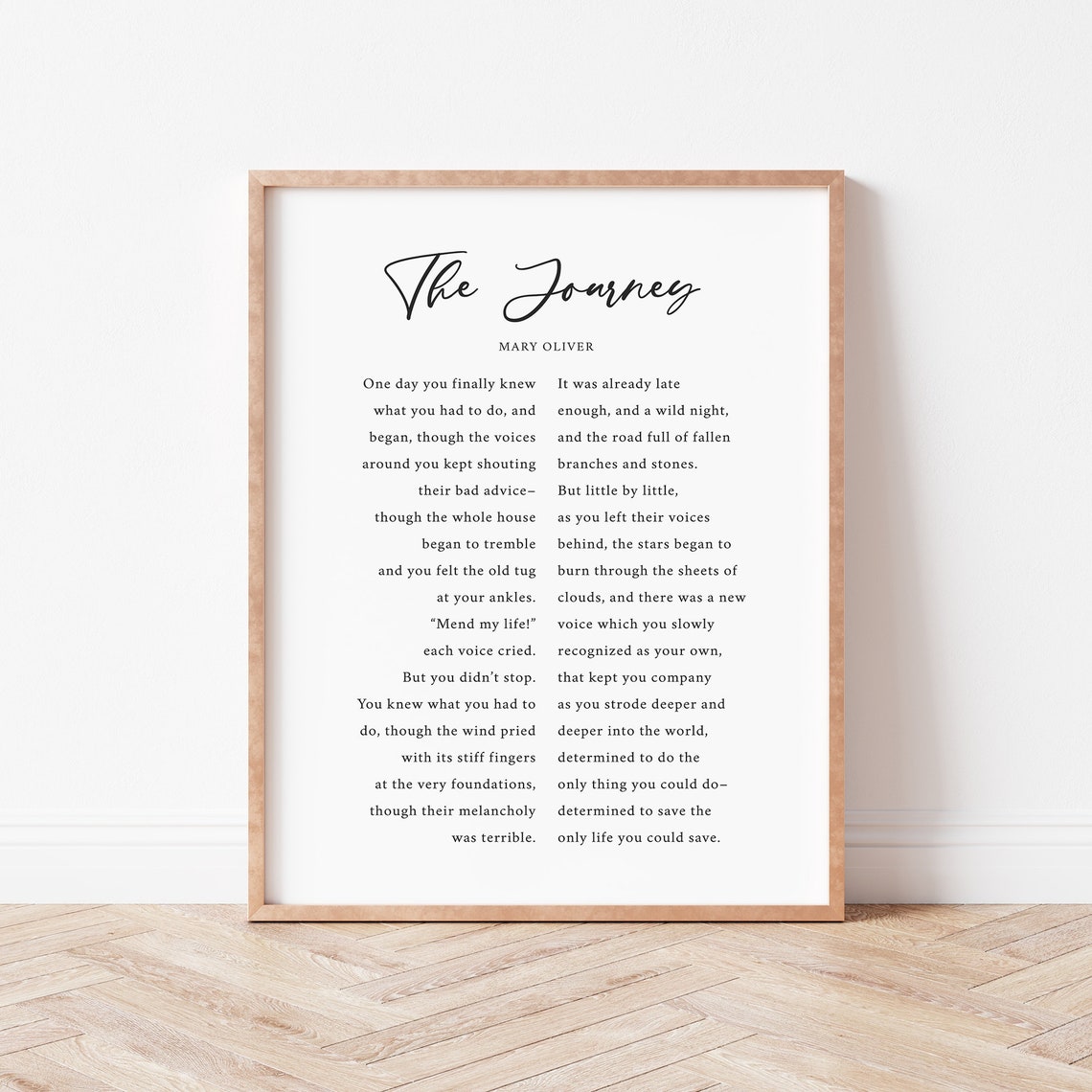 The Journey Poem By Mary Oliver Inspirational Typography Poster - Image 2