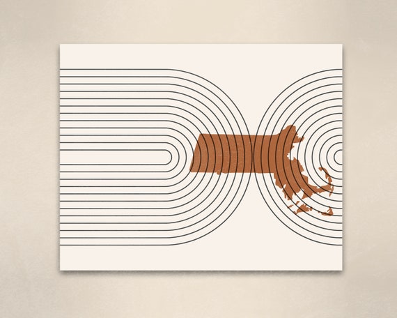 Massachusetts Mid-Century Minimalist Map Art Print