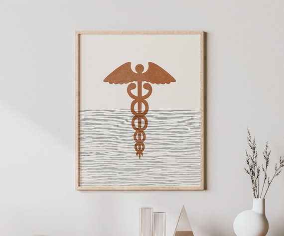 Boho Caduceus Minimalist Art Print for Doctors