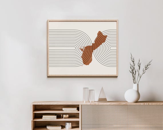 Chad Wall Art Mid Century Map Retro Decor Poster Country Of Print