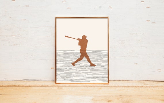 Boho Baseball Player Minimalist Poster, Team Sports