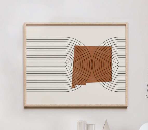 Boho Decor New Mexico Mid Century Wall Art Minimalist And Abstract Print State Map Silhouette