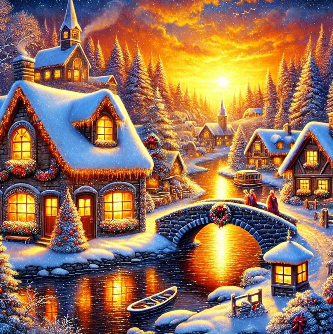 A Sunset Glow Over Winters Charm Art Print - Image 5