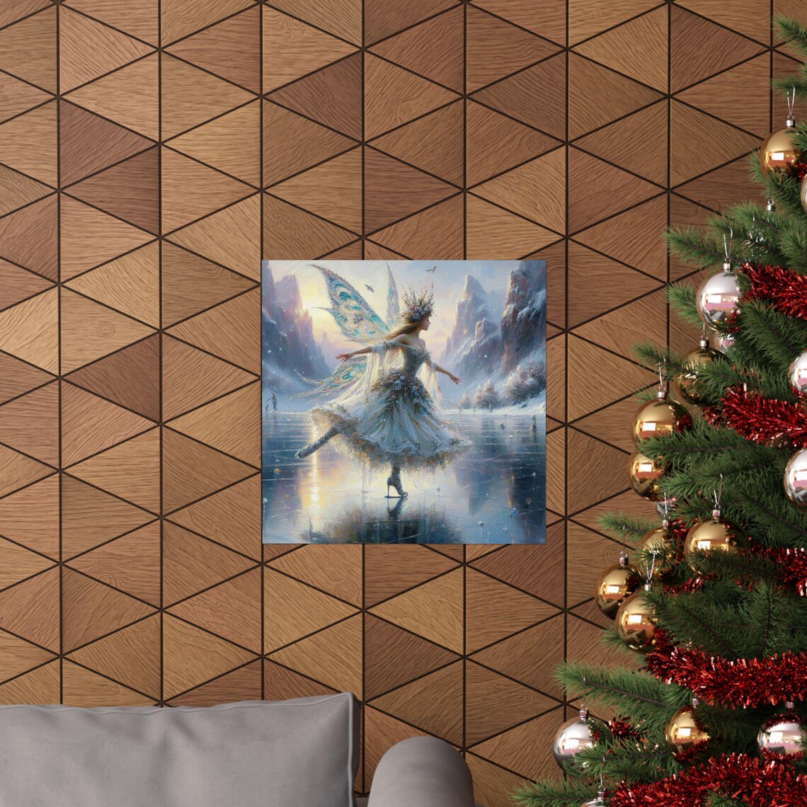 Enchanted Fairy Ice Skater on a Frozen Mountain Lake Winter Poster - Image 6