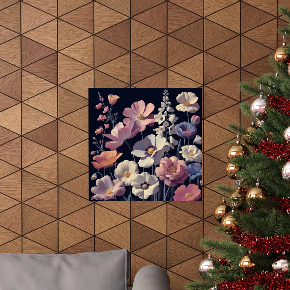 Pastel Wildflowers Blooming on Dark Background Botanical Art Poster - Image 6