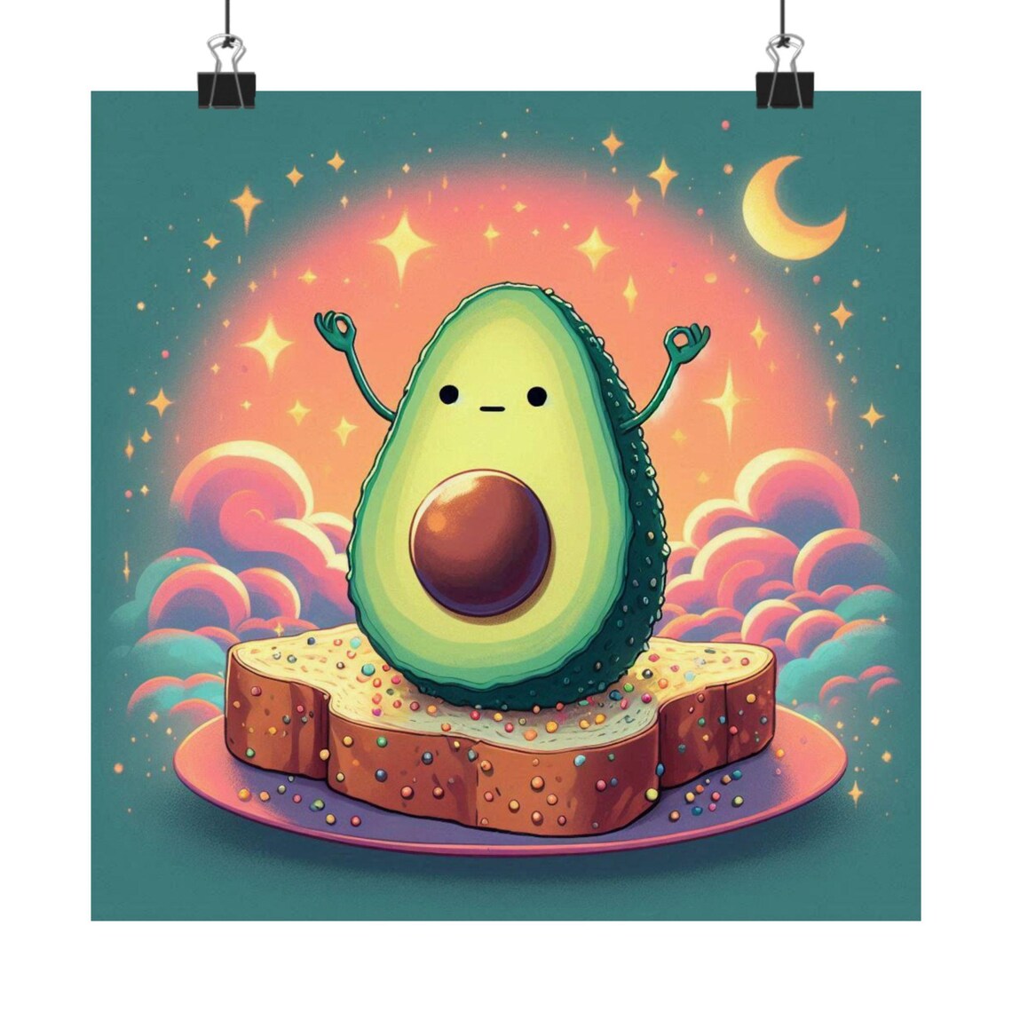 Whimsical Avocado Poster Fun Kitchen Wall Art Cute Decor For Food Lovers Gift For Avocado Enthusiasts Nursery Wall Art