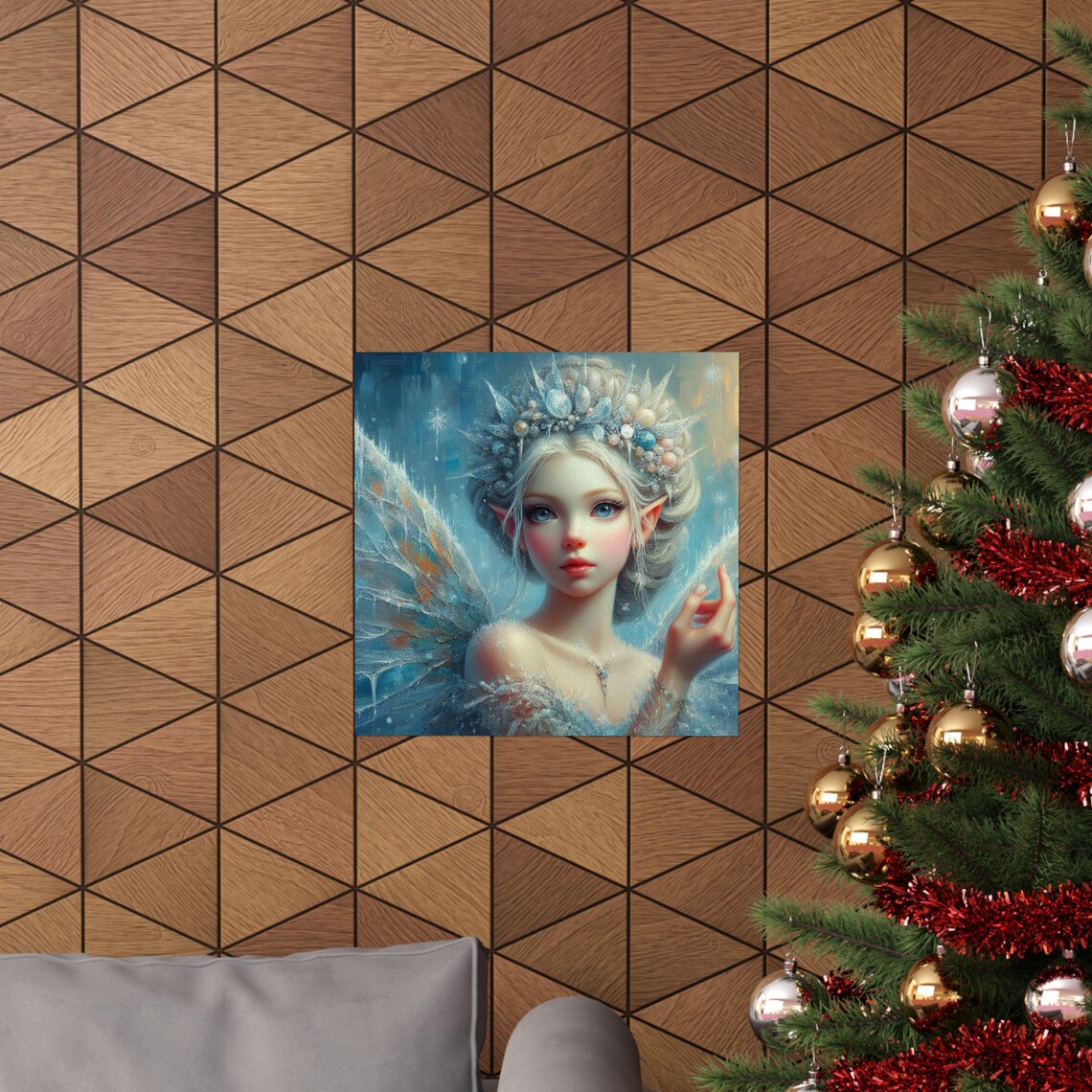 Ice Fairy with Crystal Wings in Winter Snow Fantasy Art Poster - Image 6