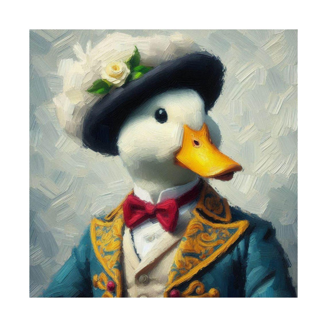 Dapper Duck Gentleman in Hat and Bow Tie Funny Animal Art Poster - Image 7
