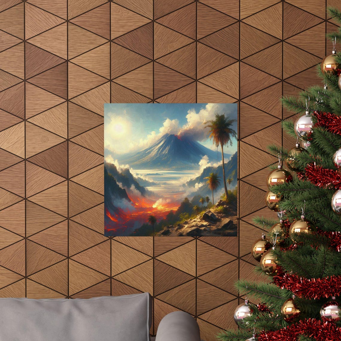 Smoking Volcano Pouring Lava Through a Tropical Valley Poster - Image 6