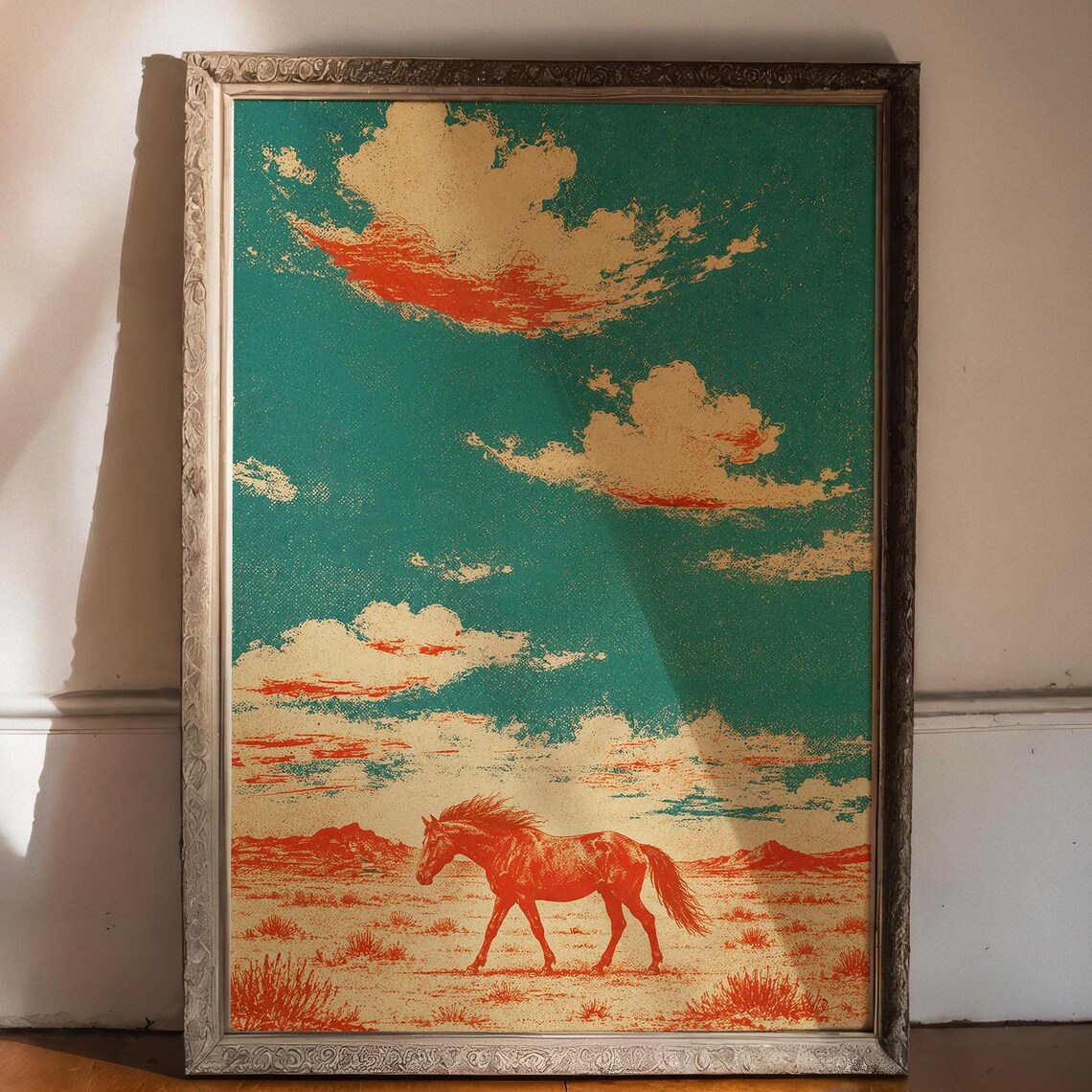 Retro Wild Horse Vintage Western Desert Poster