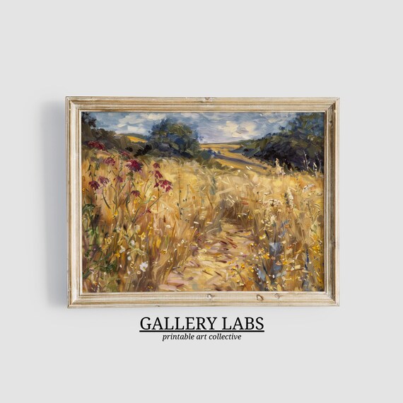 Wildflower Meadow Autumn Foliage Cottagecore Sunlit Fall Art Print