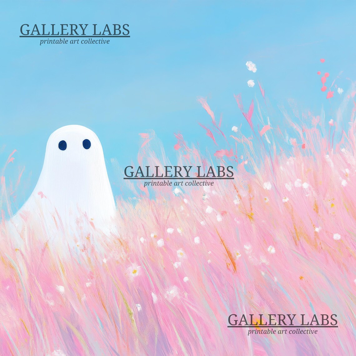 Pink Ghost Print, Girly Halloween Wall Art - Image 4