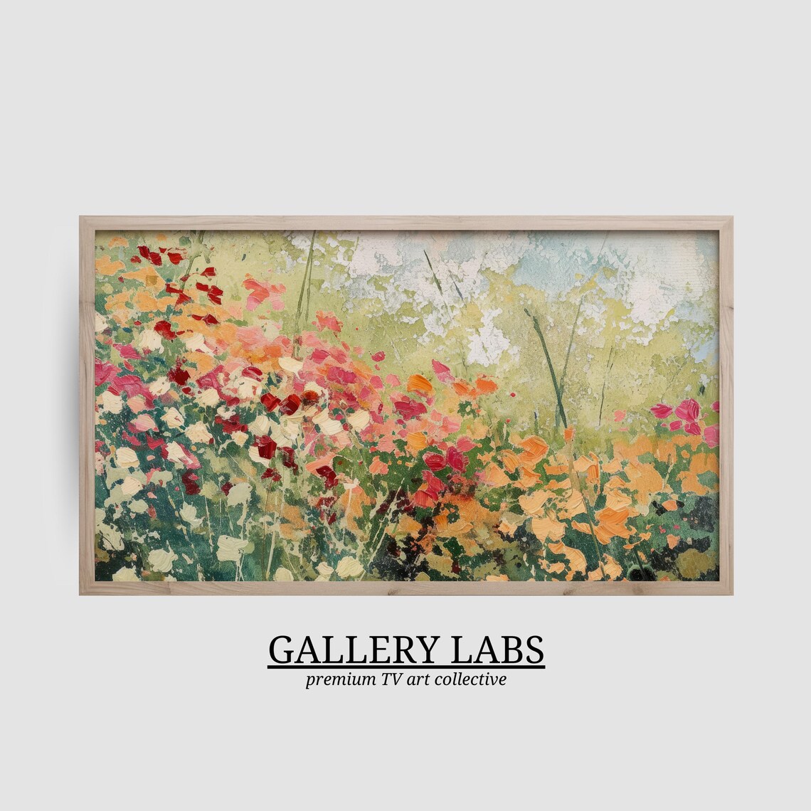 Vibrant Meadow of Red Orange and Pink Wildflowers Expressive Impressionist Painting - Image 2
