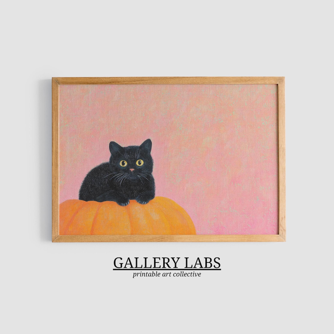 Cute Black Cat Halloween Pumpkin Wall Art Print - Image 3