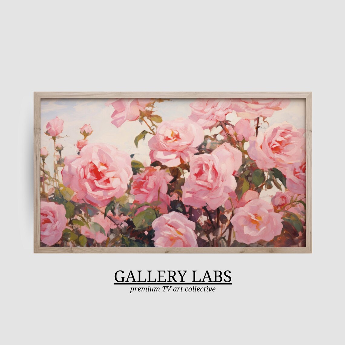 Pink Roses Frame Tv Art Farmhouse Decor Vintage Flower Painting Girly Apartment Decor Pink Abstract Tv Art Tv Art - Image 2