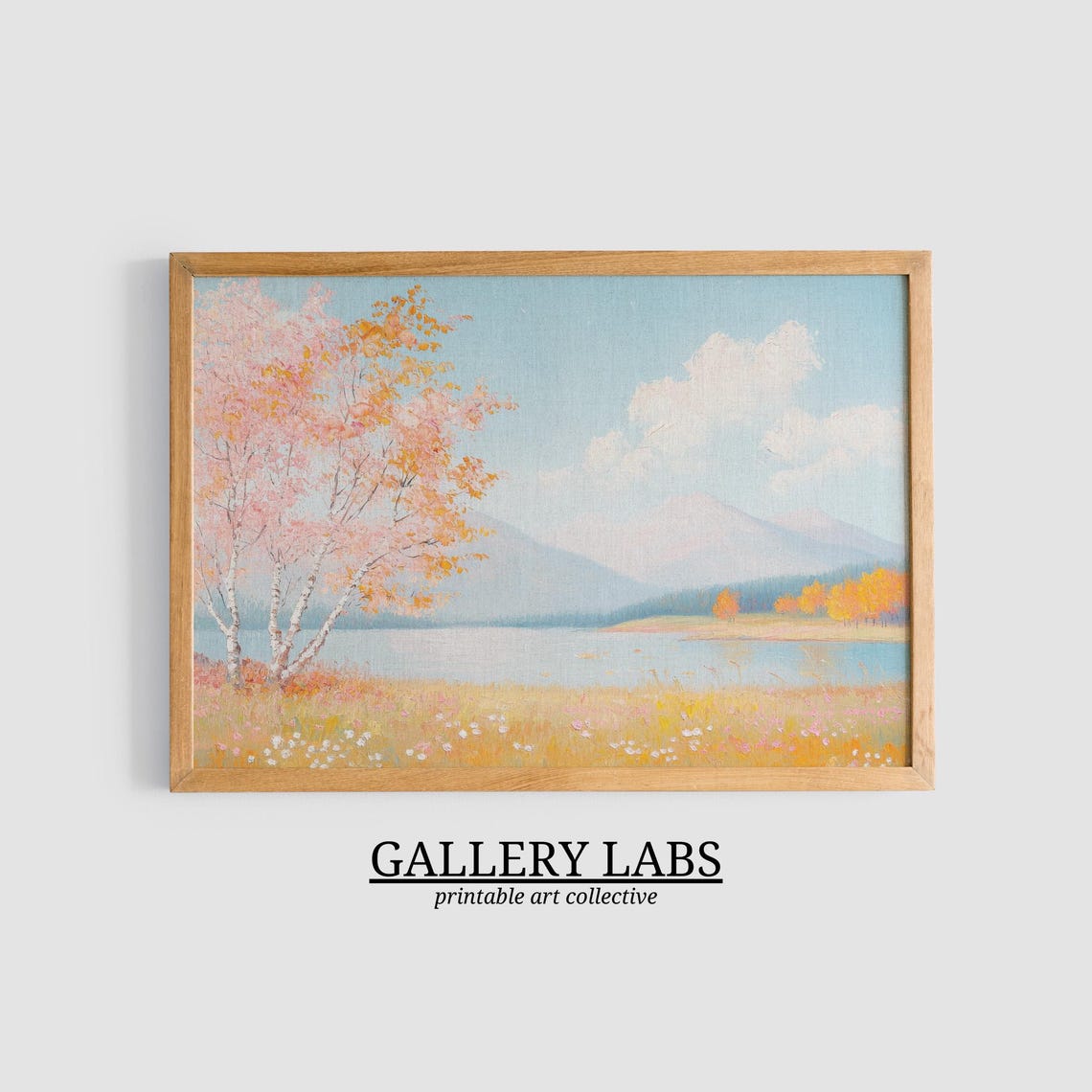 Pink Birch Trees Autumn Lake Mountains Fall Foliage Travel Poster - Image 3