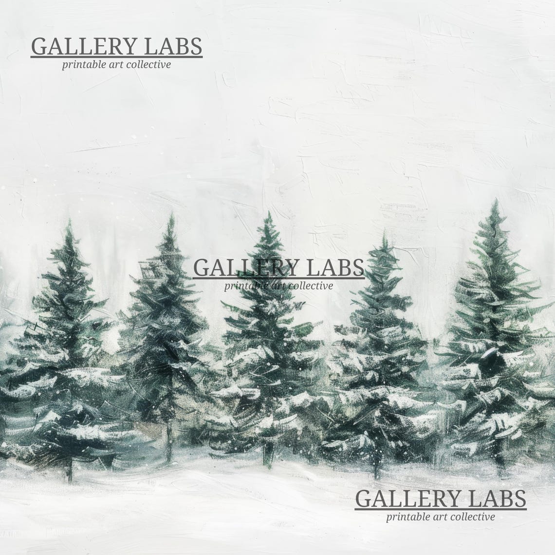 Misty Snowy Pine Forest Vintage Winter Farmhouse Travel Poster - Image 4