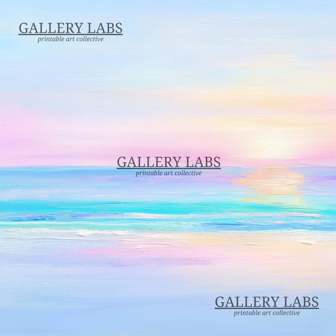 Pastel Beach Sunset Pink Turquoise Ocean Waves Travel Poster - Image 4