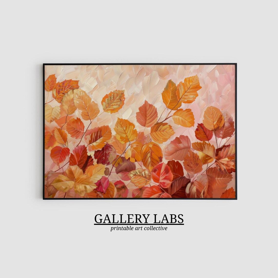 Autumn Leaves Branches Golden Fall Foliage Closeup Art Print - Image 2