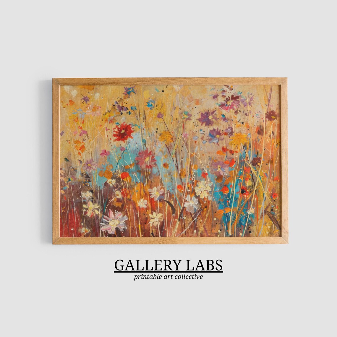 Golden Autumn Wildflower Meadow Fall Floral Field Painting Poster - Image 3