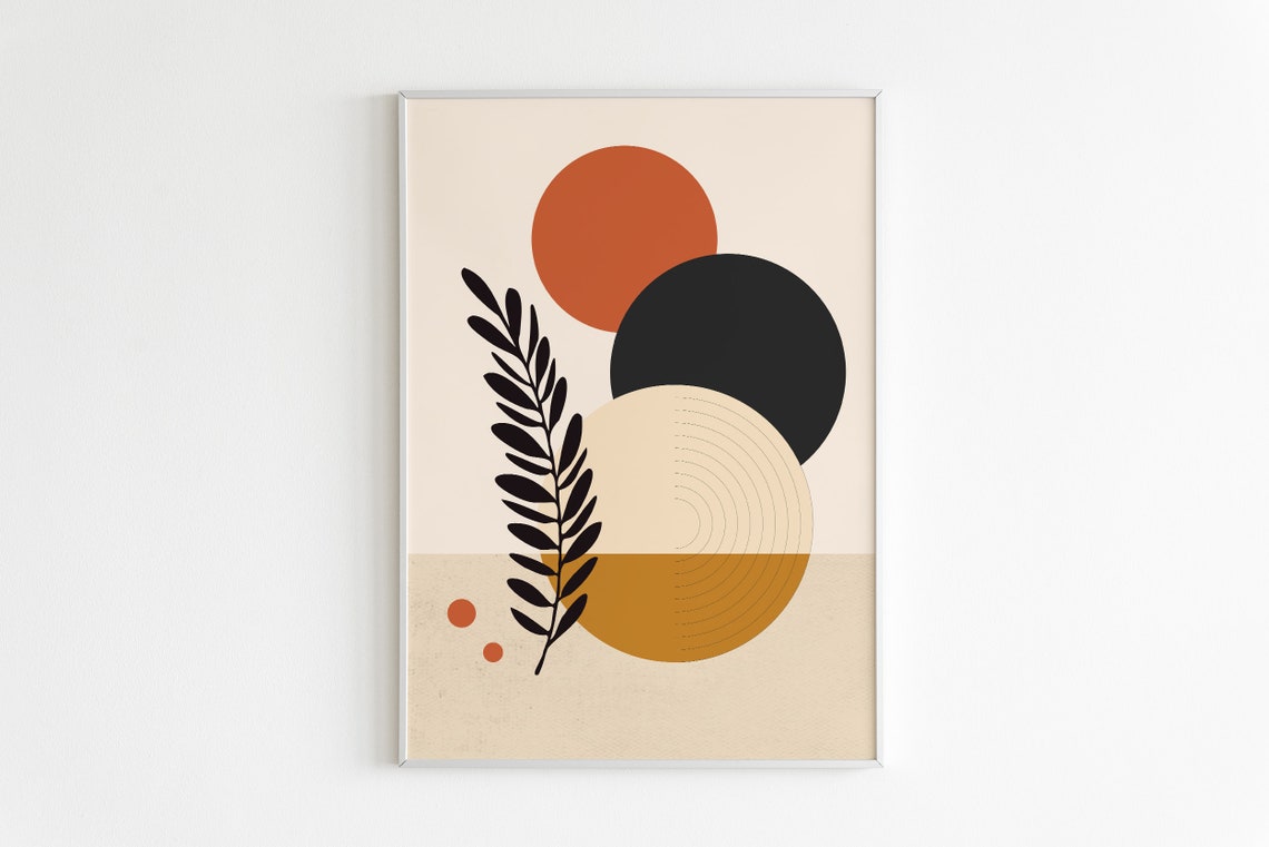 Geometric Circles Terracotta Black Abstract Mid Century Shapes Poster