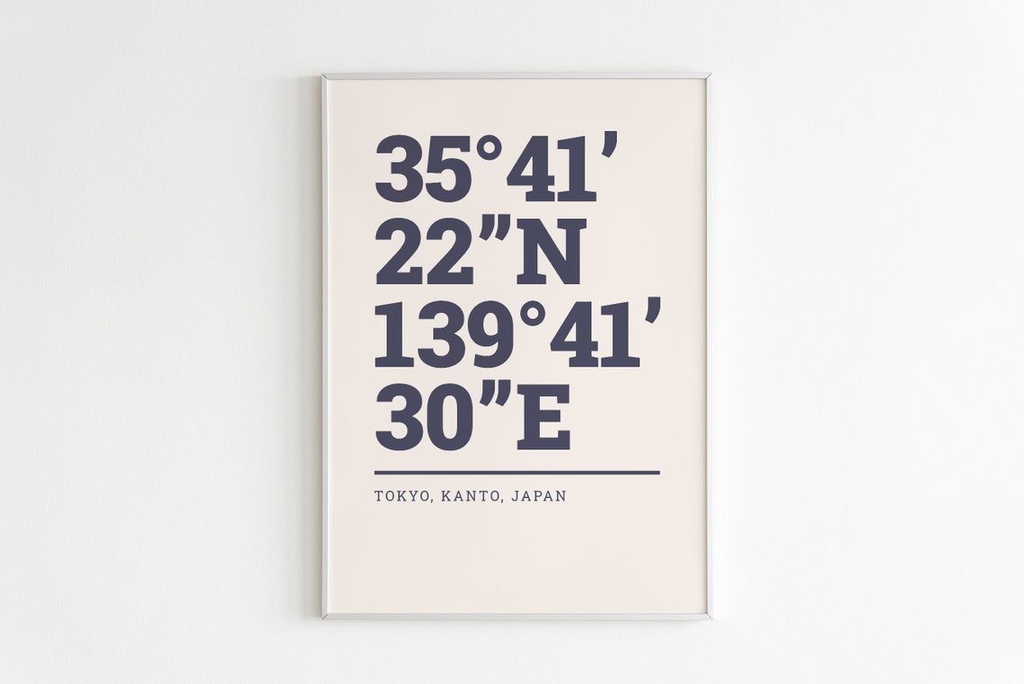 Tokyo Japan Coordinates Typography Minimalist Asian City Art Poster