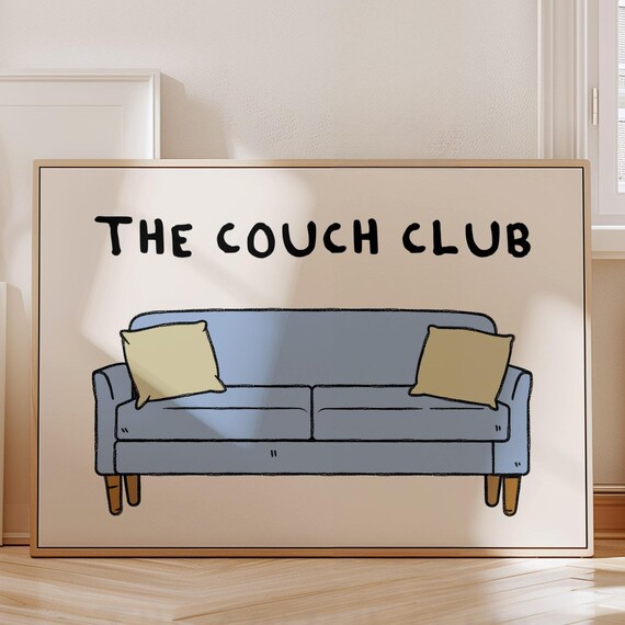 The Couch Club Print Horizontal Wall Art Trendy Living Room Decor Retro Couch Print Cute Quote Print Aesthetic Living Room Art Art
