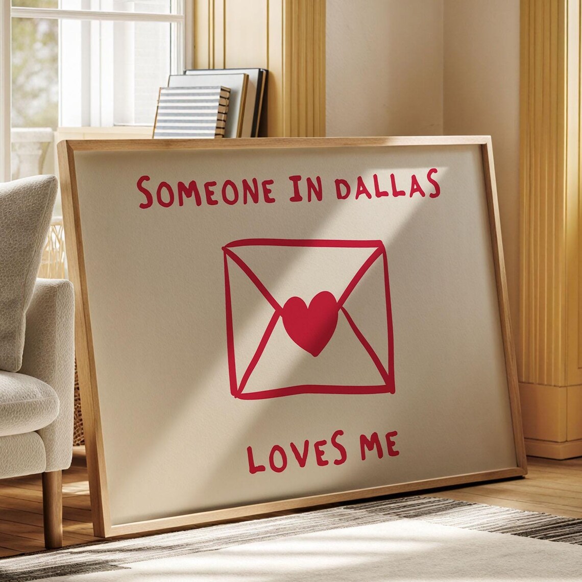 Someone In Dallas Loves Me Love Letter Heart Envelope Poster