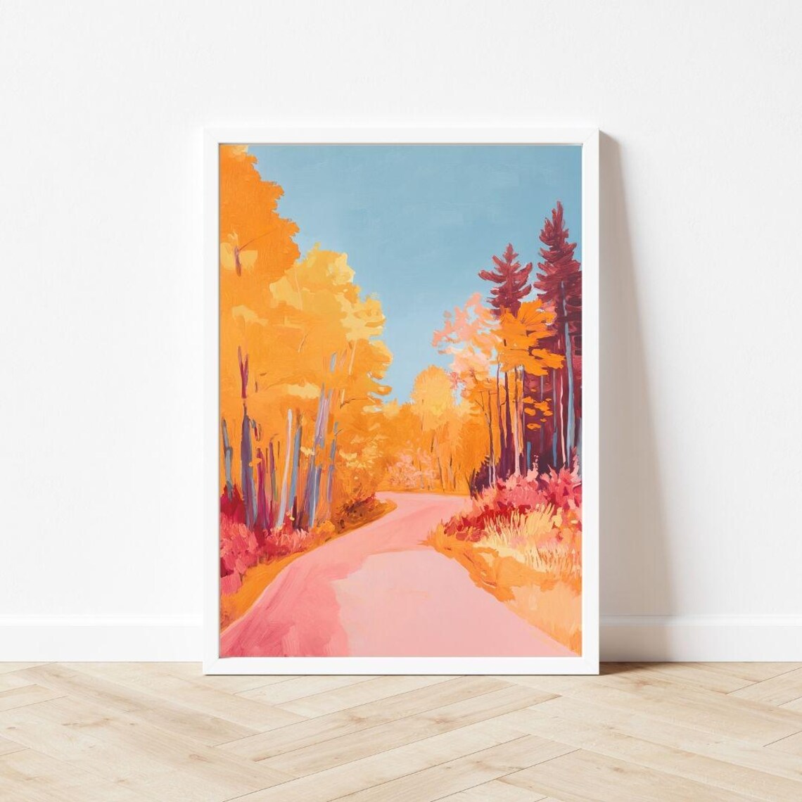 Fall Forest Road, Colorful Autumn Trees Art Print - Image 3