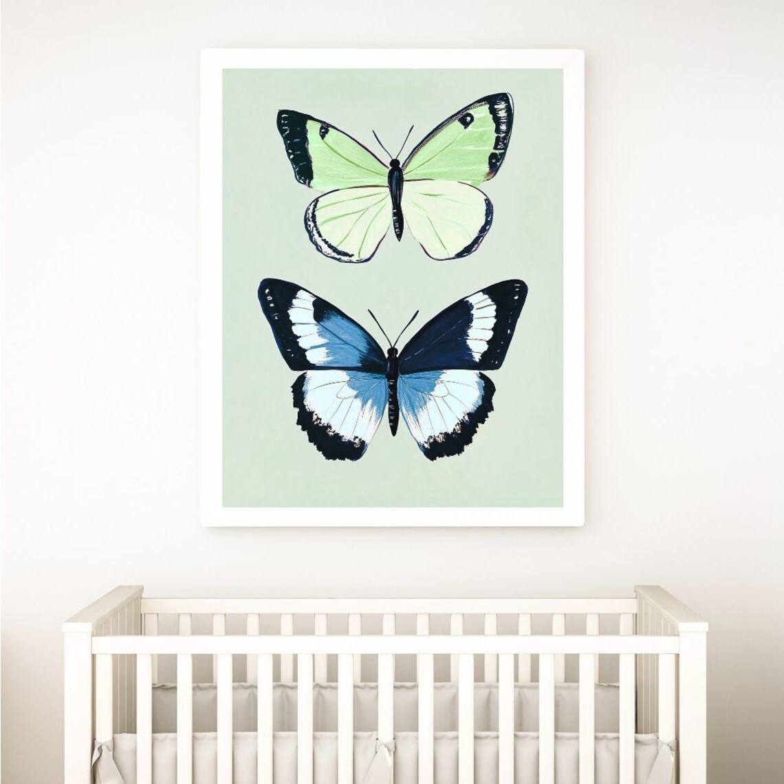 Green and Blue Butterfly Watercolor Art Print - Image 2