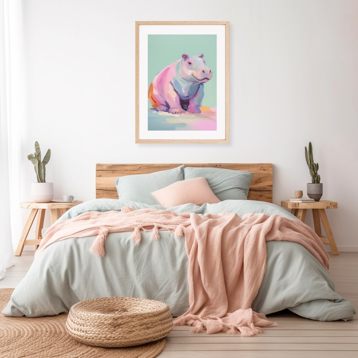 Hippo Painting Print, Vintage Maximalist Nursery Art - Image 2